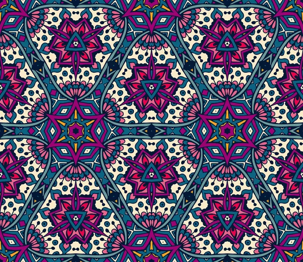 Floral geometrische mozaïek naadloze patroon — Stockvector