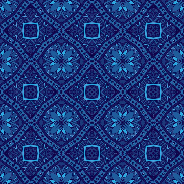 Geométrico patrón de azulejos sin costura azul — Vector de stock