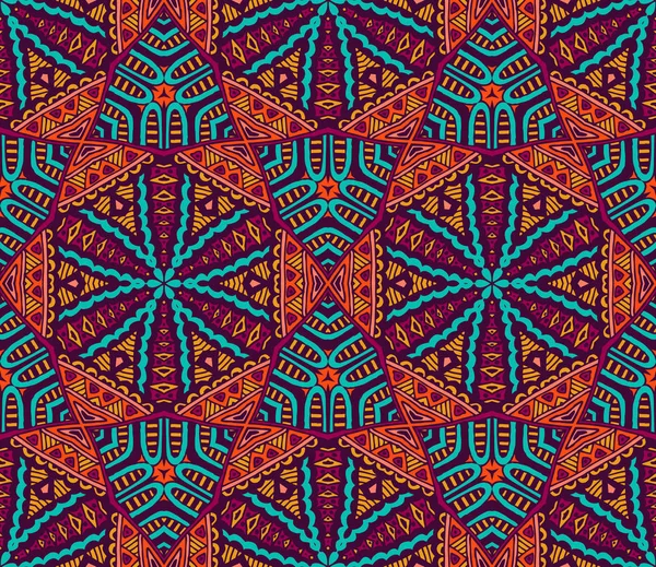 Étnico tribal sin costuras colorido geométrico impresión — Vector de stock