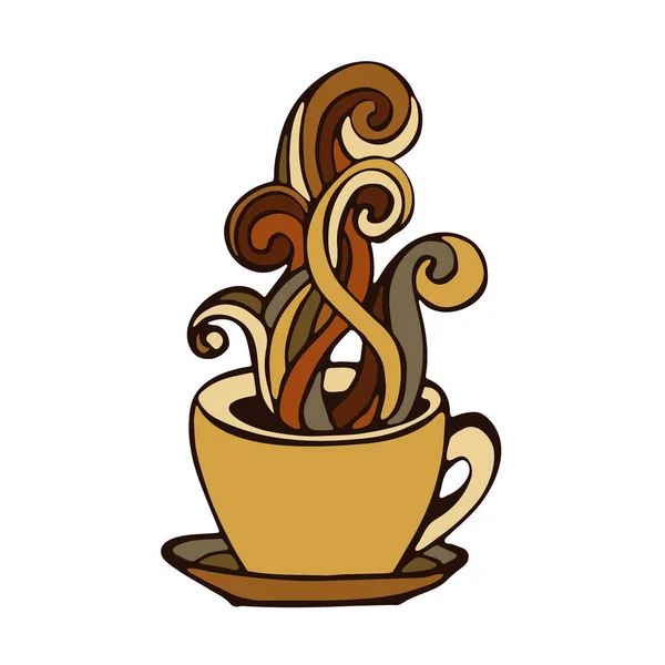 旋回の煙とコーヒー カップの手描きアイコン — ストックベクタ