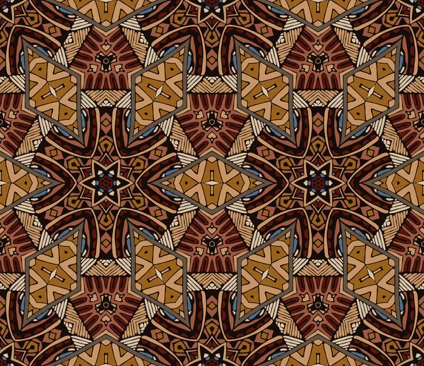 Mosaico geométrico vintage patrón sin costuras étnicas — Archivo Imágenes Vectoriales