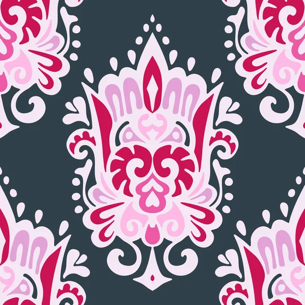 ダマスク織の花柄のパターンのベクトルの背景 — ストックベクタ