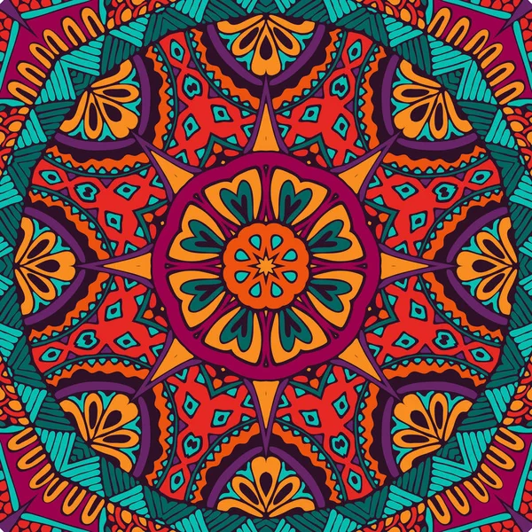 Coloré floral abstrait ornement rond — Image vectorielle