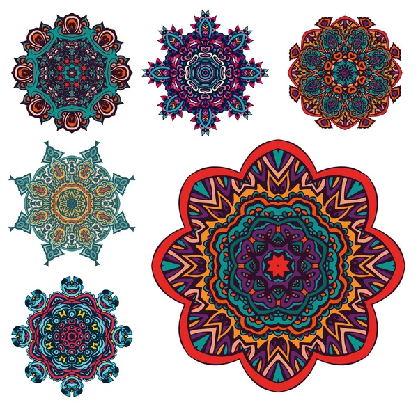 Conjunto mandala rodada — Vetor de Stock