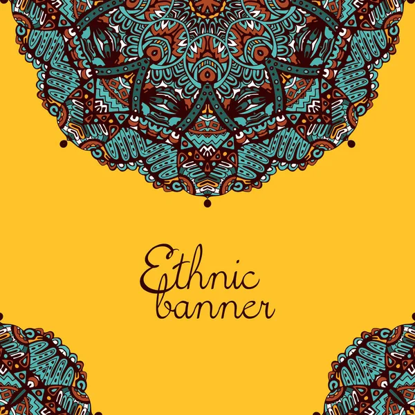 Mandala tribal étnica padrão banner —  Vetores de Stock