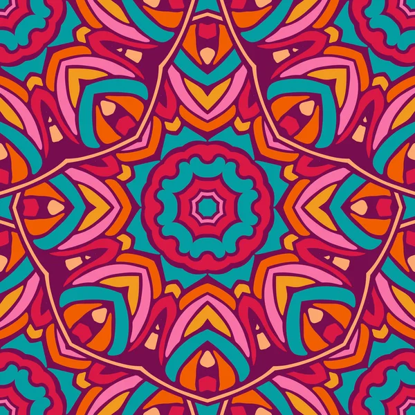Цветочные мандалы цветочных кругов геометрический бесшовный узор — стоковый вектор