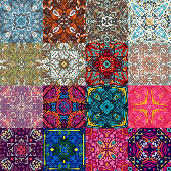 Набор бесшовных шаблонов дизайна декоративной плитки — стоковый вектор
