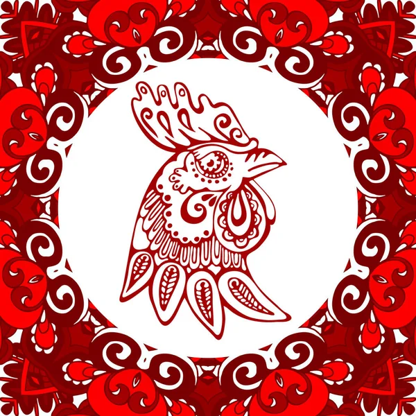 Segno zodiacale per l'anno del gallo cinese — Vettoriale Stock