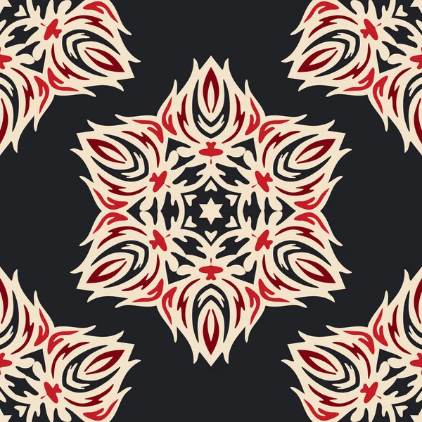 民族花ダマスク織のシームレスなモチーフ パターン ベクトル — ストックベクタ