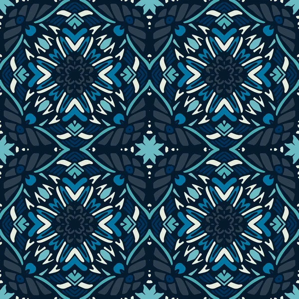 Mosaik kakel blå vektor sömlösa mönster — Stock vektor