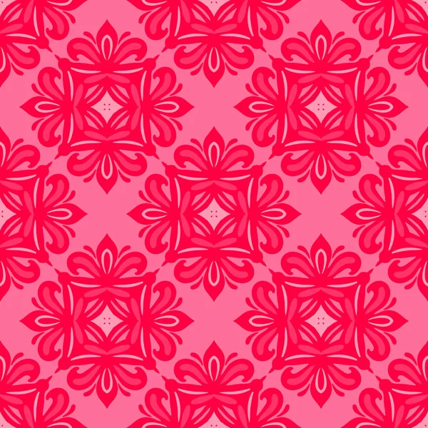 Patrón clásico de azulejos sin costura floral rosa — Vector de stock