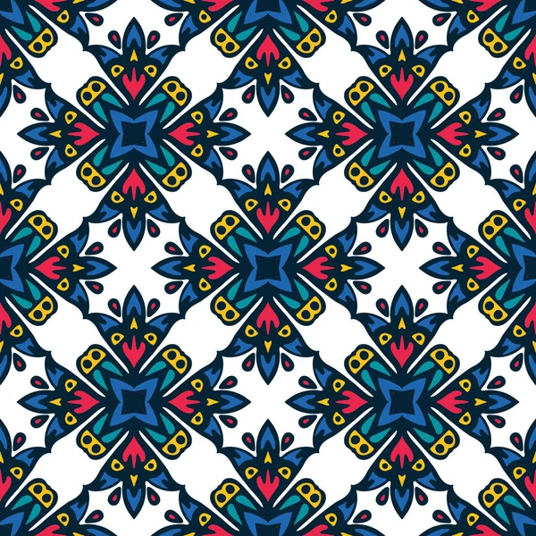 Azulejos de cerámica popular diseño floral — Vector de stock
