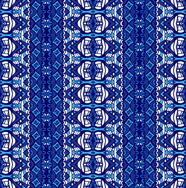 Patrón geométrico azul sin costuras de rayas étnicas — Archivo Imágenes Vectoriales