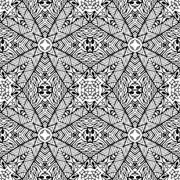 Vector naadloze monochroom etnische tribal geometrische patroon. — Stockvector