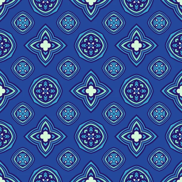 パターンブルーのシームレスなベクトル幾何学的デザイン — ストックベクタ