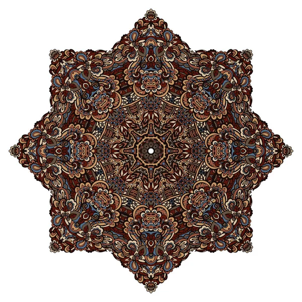 Arte folclórico geométrico mandala diseño floral ornamento colorido elemento elegante — Vector de stock