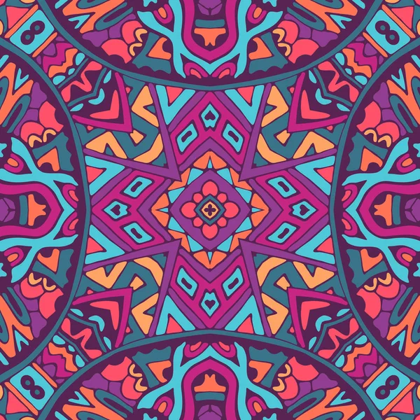 Abstract festive colorful geometric mandala vector ethnic boho pattern — Stok Vektör