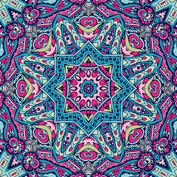 Colorido Tribal étnico festivo abstracto patrón floral — Vector de stock