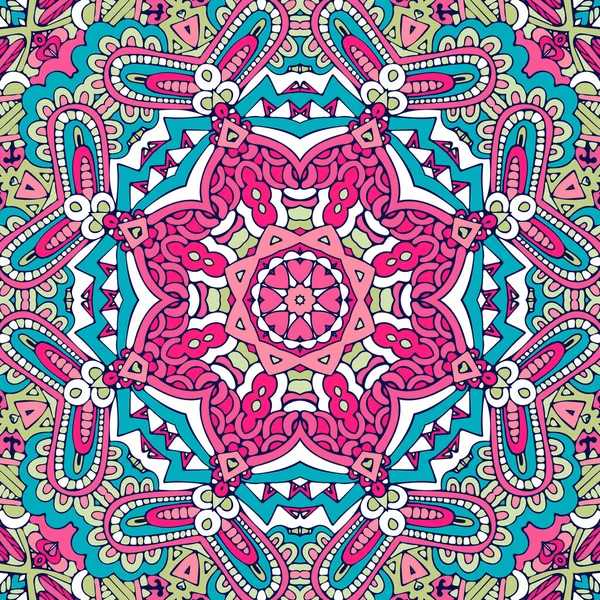 Festival Art Vektor nahtlose Muster Mandala. Ethnisch geometrischer Druck. — Stockvektor