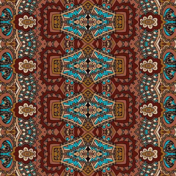 Padrão sem costura vetorial estilo africano arte batik ikat. Etnia marrom cor imprimir design vintage. — Vetor de Stock