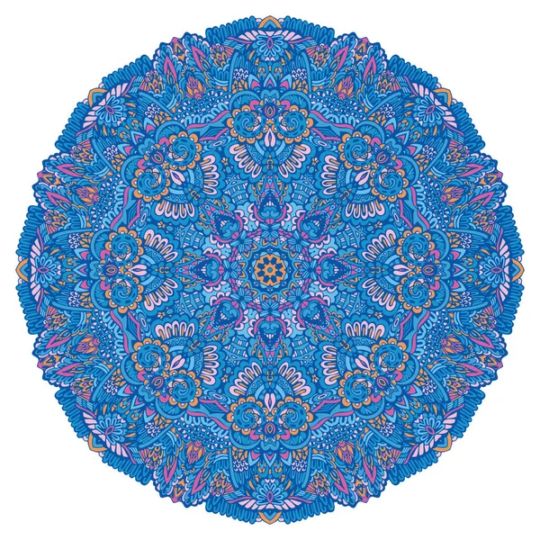 Azul invierno mandala redondo ornamento copo de nieve símbolo decorado — Archivo Imágenes Vectoriales