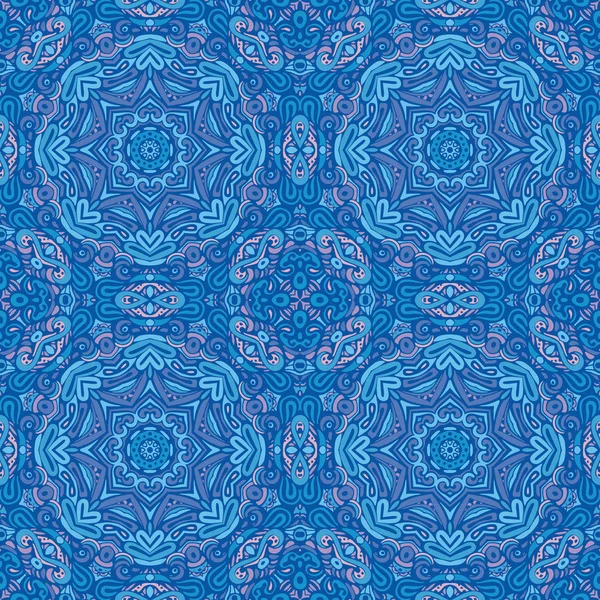Naadloze vector patroon blauwe Mandala ornament. Vintage decoratieve betegeld ontwerp — Stockvector