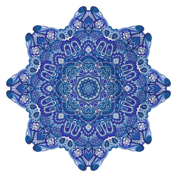Patrón estrella vector azul y blanco con arabescos y elementos florales . — Archivo Imágenes Vectoriales