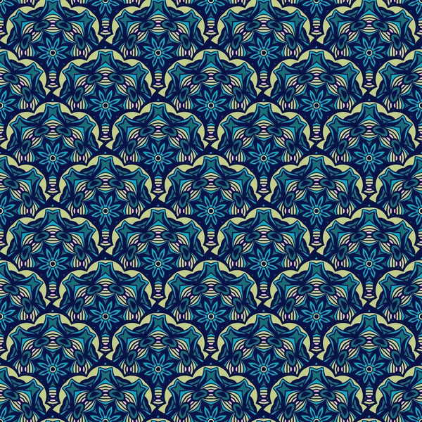 Blauwe Oosterse patroon voor tegels en stof. Abstracte geometrische Vintage naadloze patroon sier. — Stockvector