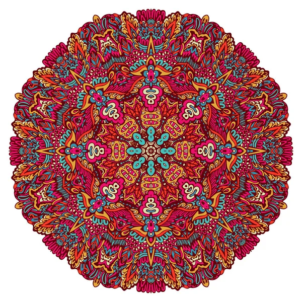 Medaglione etnico rotondo floreale vintage, illustrazione vettoriale su sfondo bianco. ornamentale Mandala disegno floreale — Vettoriale Stock