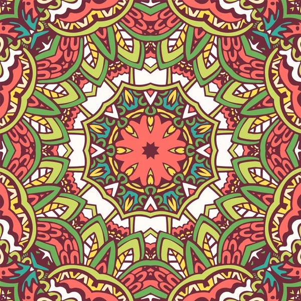 Design tribal indien sans couture ethnique. Modèle de mandala coloré festive — Image vectorielle