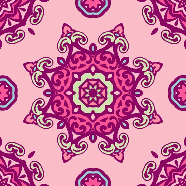 Abstract seamless geometric pattern background ethnic mandala art textile — Stock Vector
