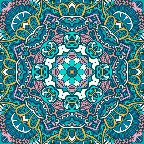 Abstrait sans couture motif géométrique fond ethnique mandala art textile — Image vectorielle