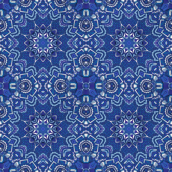 Mosaïque géométrique abstraite bleue vintage motif sans couture ornementale . — Image vectorielle