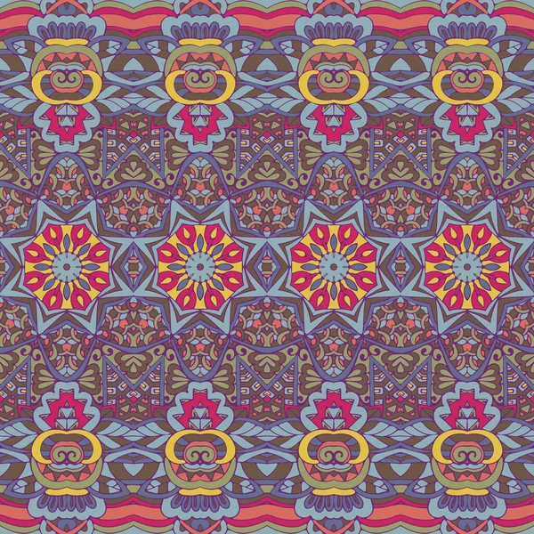 Tribal vintage abstrait floral géométrique ethnique sans couture motif ornemental — Image vectorielle