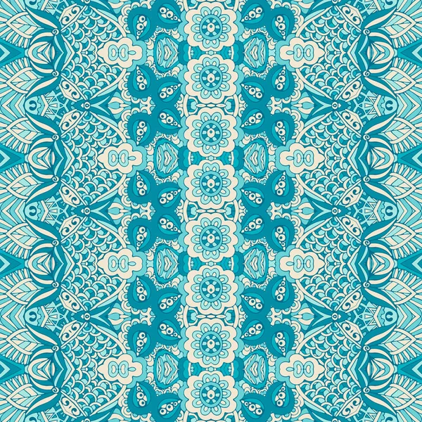 Дамаська безшовна плитка Векторний дизайн синього візерунка декоративний — стоковий вектор