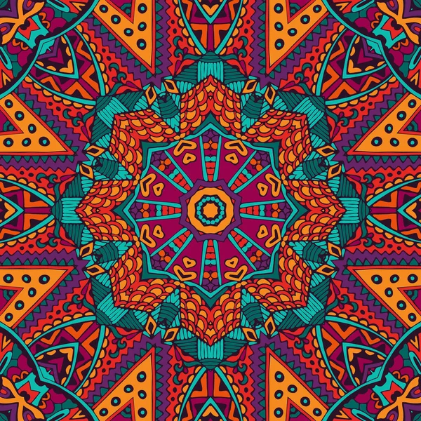 Tribal colorido étnico festivo abstrato floral vetor padrão — Vetor de Stock