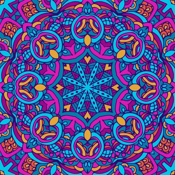 Tribal Indian Festival sömlös design. Ljusa färgglada Mandala konst mönster. — Stock vektor