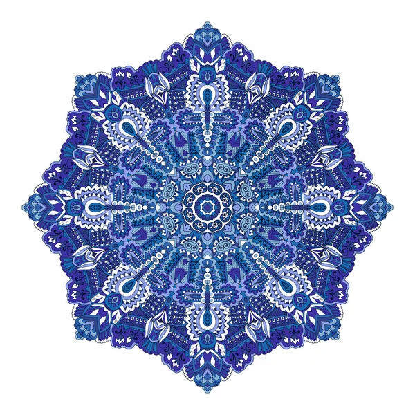 Patrón estrella vector azul y blanco con arabescos y elementos florales . — Archivo Imágenes Vectoriales