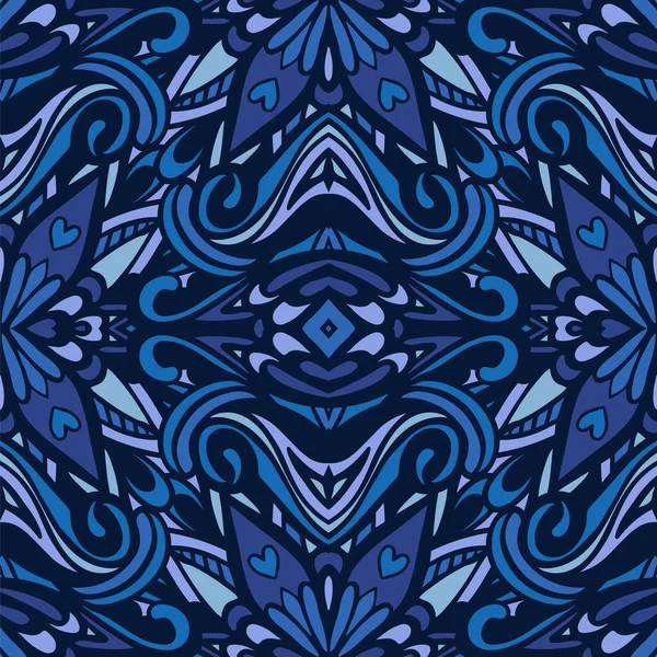 Albastru abstract mozaic geometric vintage fără sudură model ornamental . — Vector de stoc
