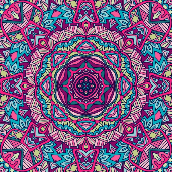 Mandala doodle líneas decoradas de fondo. Resumen geométrico azulejo boho étnico sin costura patrón ornamental. Impresión gráfica de enredo hipster dibujado a mano — Archivo Imágenes Vectoriales