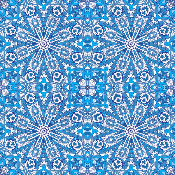 Blauwe abstracte geometrische mozaïek Vintage naadloze patroon sier. — Stockvector