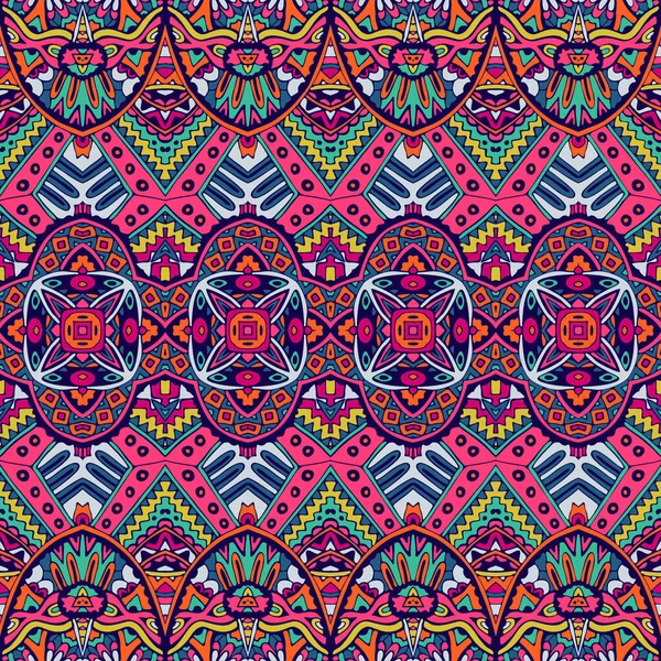 Kleurrijke Tribal Etnische Feestelijke Abstracte Bloemen Vector Patroon — Stockvector