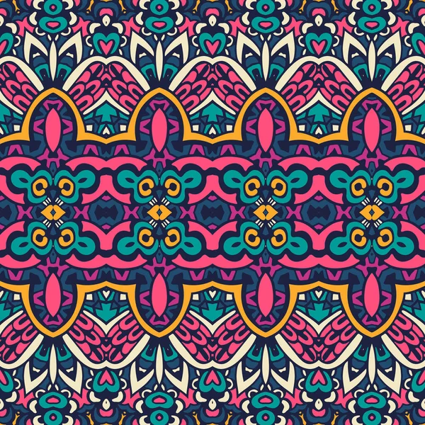 Motif Vectoriel Sans Couture Ethnique Tribal Géométrique Psychédélique Imprimé Coloré — Image vectorielle