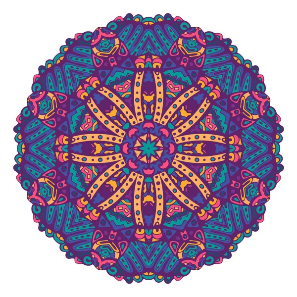 Festival Colorido Ronda Mandala Étnica Ilustración Vectorial Sobre Fondo Blanco — Archivo Imágenes Vectoriales