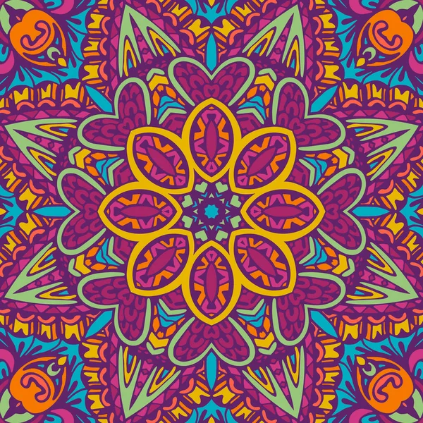 Mandala Festival Art Motif Sans Couture Tirage Géométrique Ethnique Texture — Image vectorielle