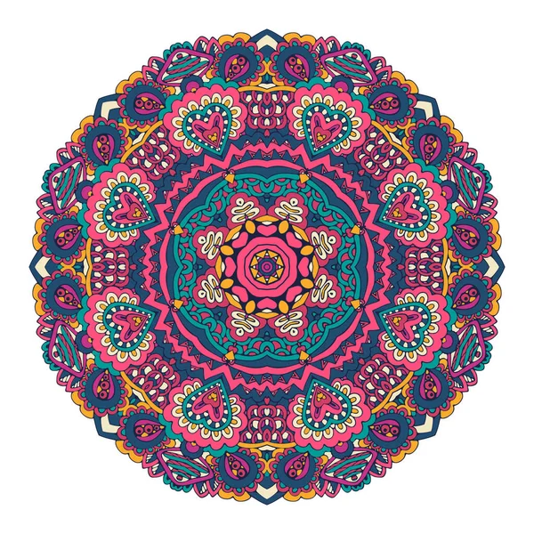 Astratto Modello Medaglione Decorativo Colorato Mandala Vettoriale Boho Con Motivi — Vettoriale Stock
