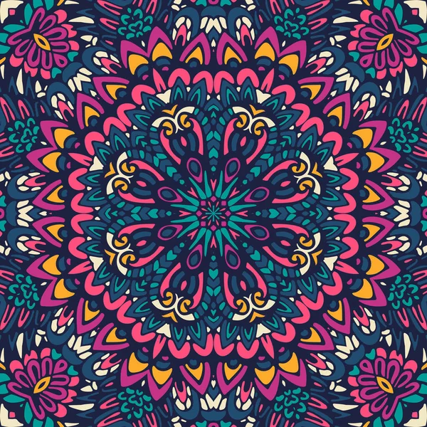 Colorido Tribal Étnico Festivo Abstracto Floral Patrón Vectorial Frontera Geométrica — Vector de stock