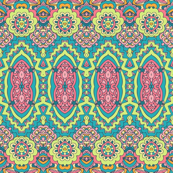 Modèle Floral Vectoriel Abstrait Festif Ethnique Tribal Coloré — Image vectorielle