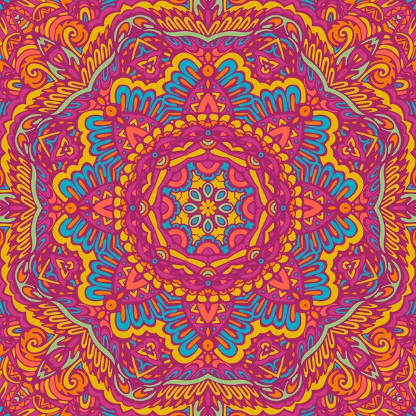 Patrón Medallón Paisley Floral Indio Con Sol Mandala Estilo Garabato — Vector de stock