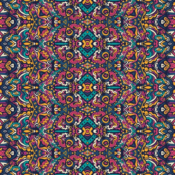 カラフルな部族の民族祭の抽象花ベクトルパターン — ストックベクタ